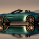 A photo of the side view of an Aston Martin V12 Vantage Roadster with its reflection in water below.